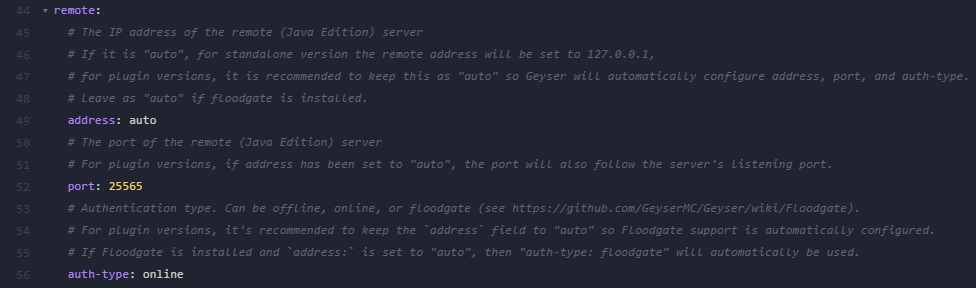 Configuración remota de GeyserMC